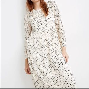 Madewell Smocked Ruffle Shoulder Midi Dress NWT